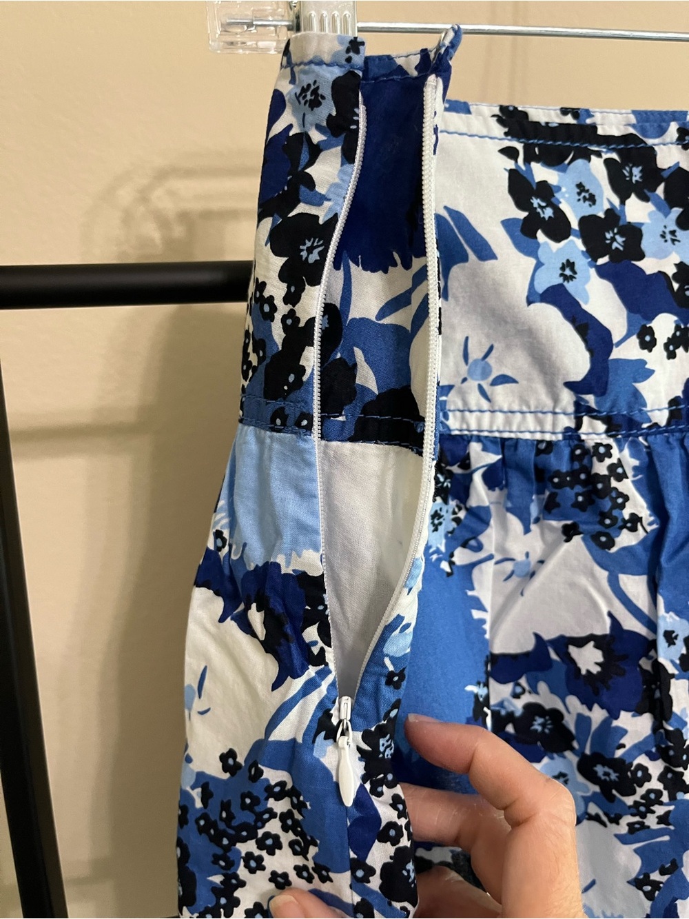 LOFT Outlet Blue Floral A-Line Skirt 12 Preppy Coastal Grandmillennial Summer - Picture 11 of 13